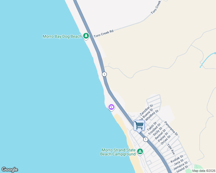 map of restaurants, bars, coffee shops, grocery stores, and more near 5010 Cabrillo Highway in Morro Bay