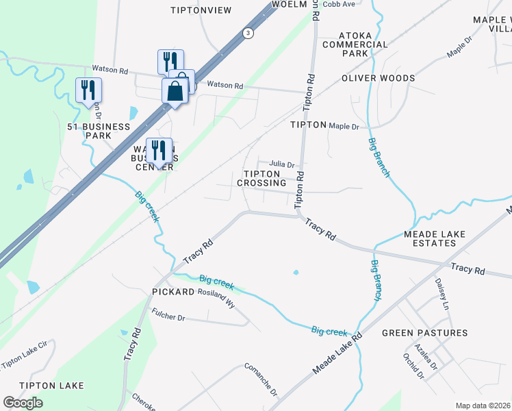 map of restaurants, bars, coffee shops, grocery stores, and more near 81 Manda Cove in Atoka