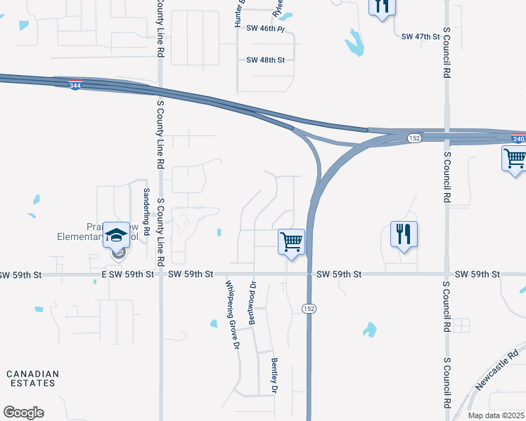 map of restaurants, bars, coffee shops, grocery stores, and more near 5613 Saint James Place in Oklahoma City