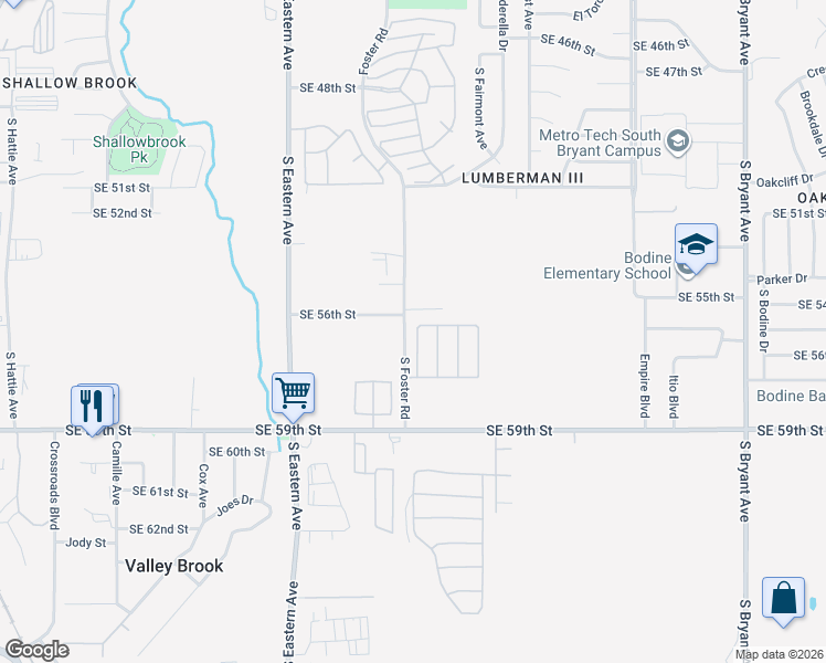 map of restaurants, bars, coffee shops, grocery stores, and more near 5611 South Arrow Wood Drive in Oklahoma City