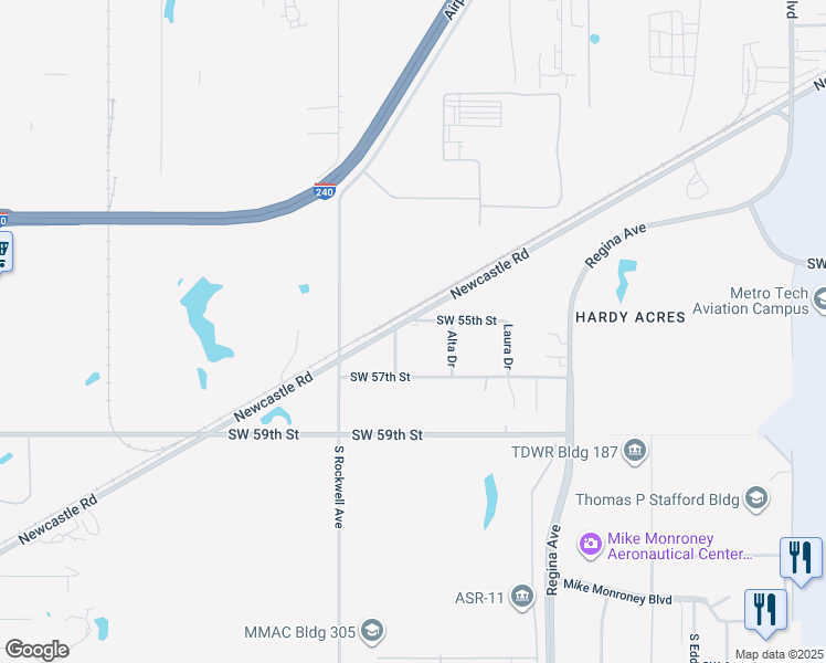 map of restaurants, bars, coffee shops, grocery stores, and more near 6812 Southwest 55th Street in Oklahoma City