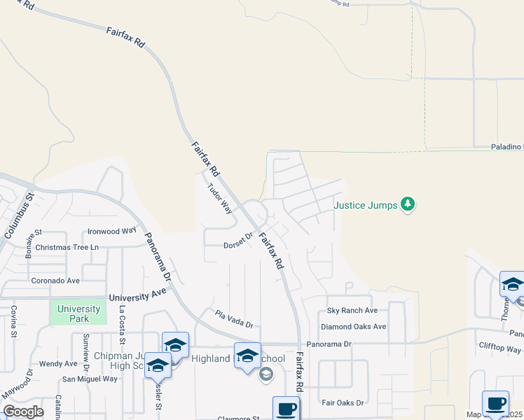map of restaurants, bars, coffee shops, grocery stores, and more near 6013 Hill Dale Plaza in Bakersfield