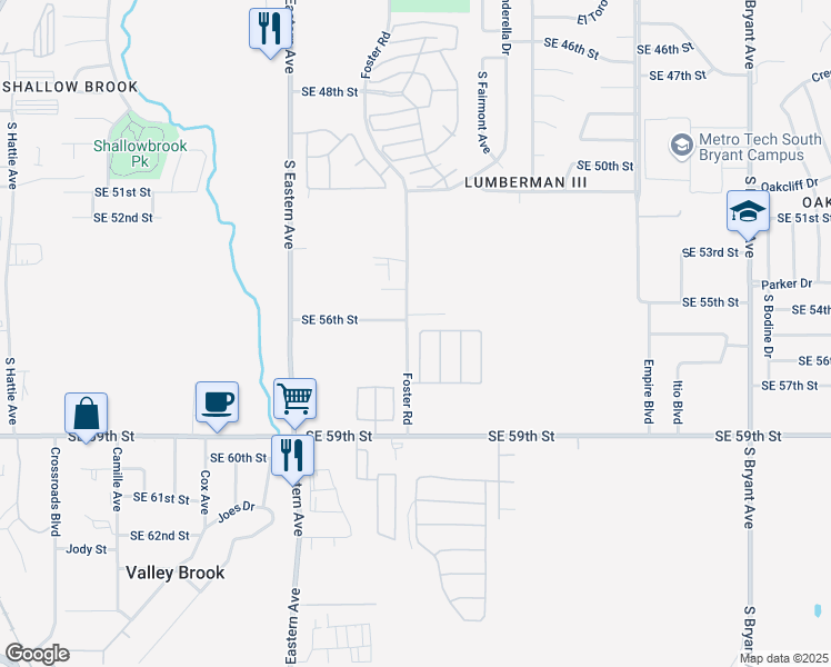 map of restaurants, bars, coffee shops, grocery stores, and more near 5611 South Arrow Wood Drive in Oklahoma City
