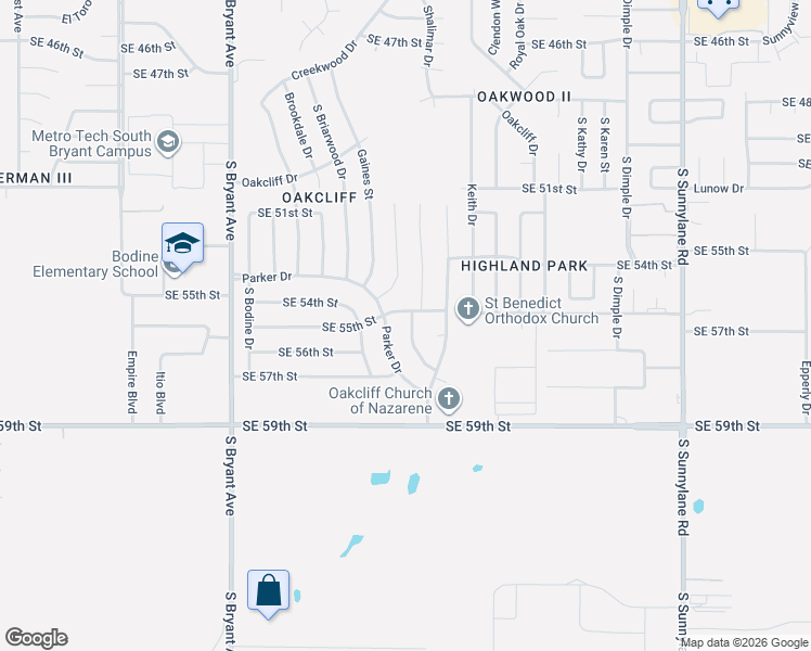 map of restaurants, bars, coffee shops, grocery stores, and more near 5701 Evanbrook Terrace in Oklahoma City