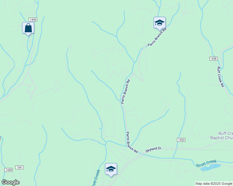map of restaurants, bars, coffee shops, grocery stores, and more near 227-551 State Road 1452 in Sylva