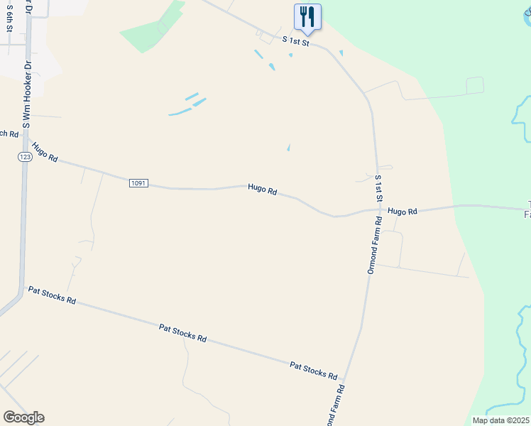 map of restaurants, bars, coffee shops, grocery stores, and more near 5828 Hugo Road in Hookerton
