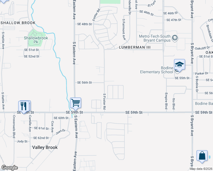 map of restaurants, bars, coffee shops, grocery stores, and more near 5611 South Arrow Wood Drive in Oklahoma City