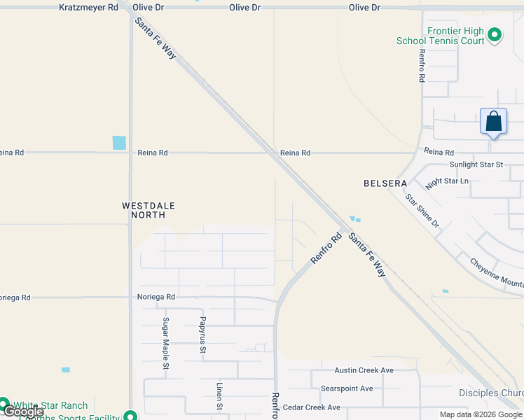 map of restaurants, bars, coffee shops, grocery stores, and more near 14602 Pams Way in Bakersfield