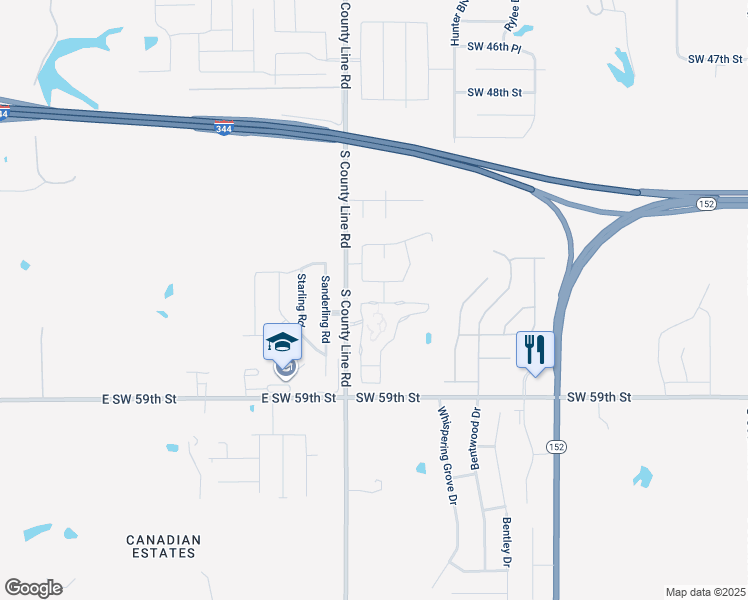 map of restaurants, bars, coffee shops, grocery stores, and more near 8925 Southwest 55th Street in Oklahoma City