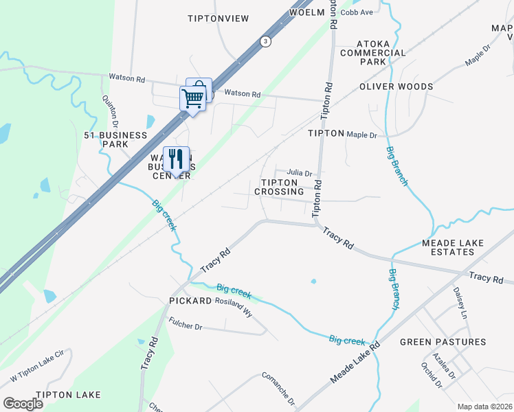 map of restaurants, bars, coffee shops, grocery stores, and more near 81 Manda Cove in Atoka