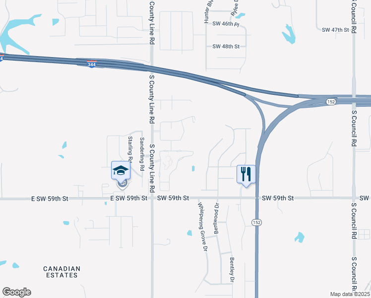 map of restaurants, bars, coffee shops, grocery stores, and more near 8817 Southwest 55th Street in Oklahoma City