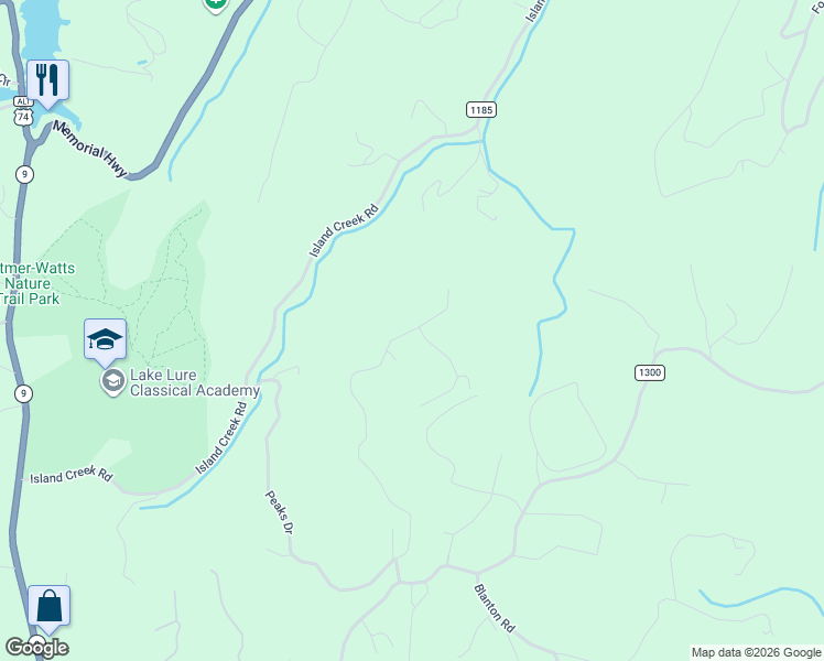 map of restaurants, bars, coffee shops, grocery stores, and more near 590 Boulder Ridge in Lake Lure