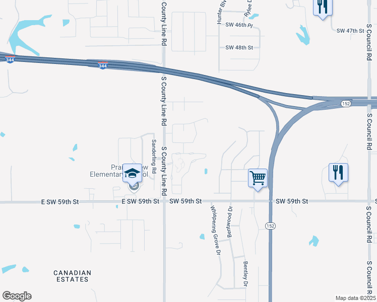 map of restaurants, bars, coffee shops, grocery stores, and more near 8909 Southwest 55th Street in Oklahoma City
