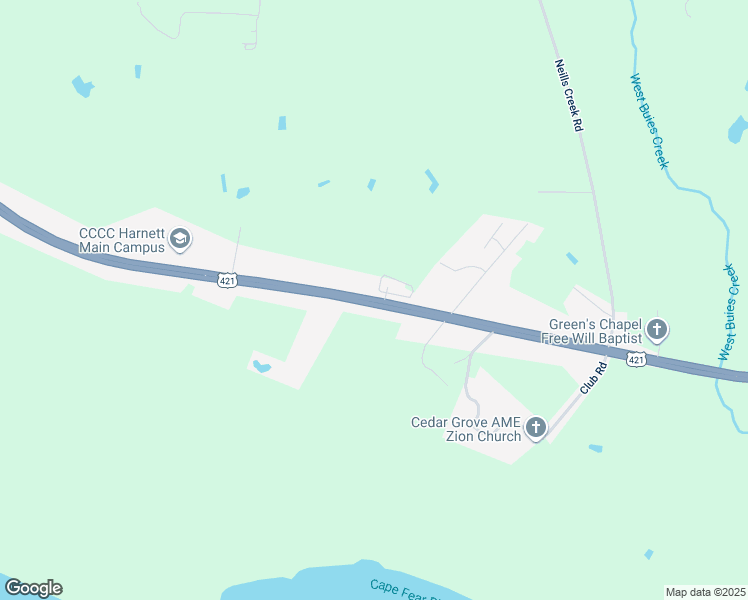map of restaurants, bars, coffee shops, grocery stores, and more near 1573 East Cornelius Harnett Boulevard in Lillington