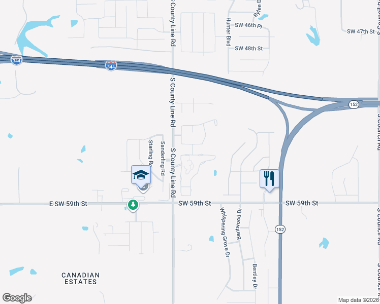 map of restaurants, bars, coffee shops, grocery stores, and more near 8921 Southwest 55th Street in Oklahoma City