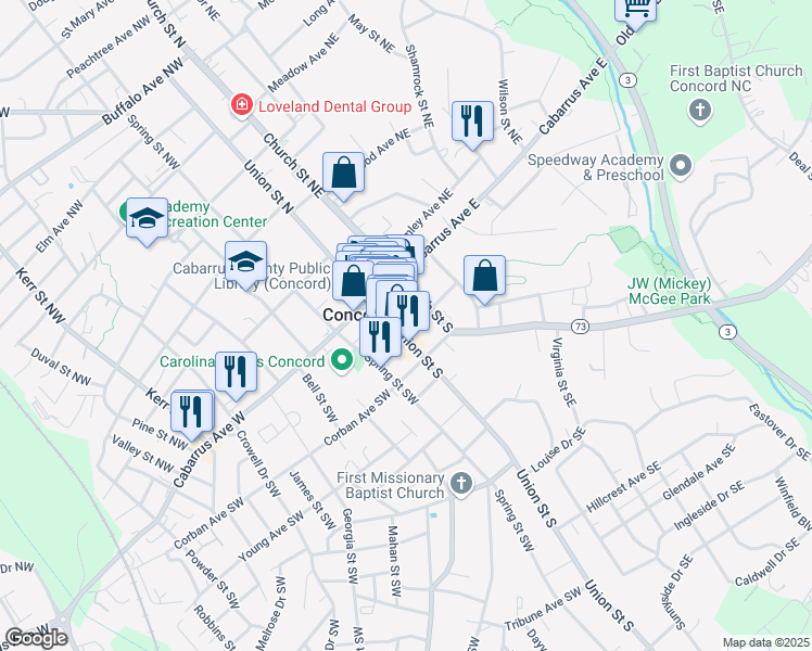 map of restaurants, bars, coffee shops, grocery stores, and more near in Concord