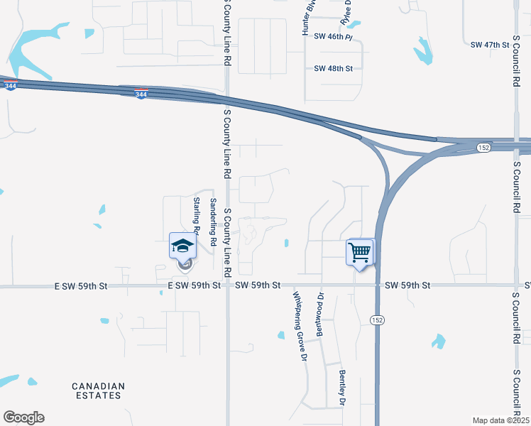 map of restaurants, bars, coffee shops, grocery stores, and more near 8905 Southwest 55th Street in Oklahoma City