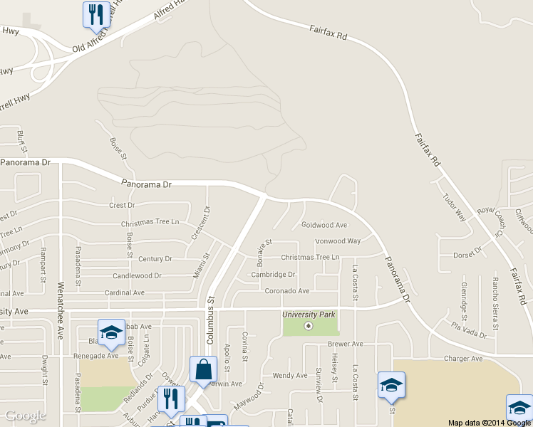 map of restaurants, bars, coffee shops, grocery stores, and more near 4830 Columbus Street in Bakersfield