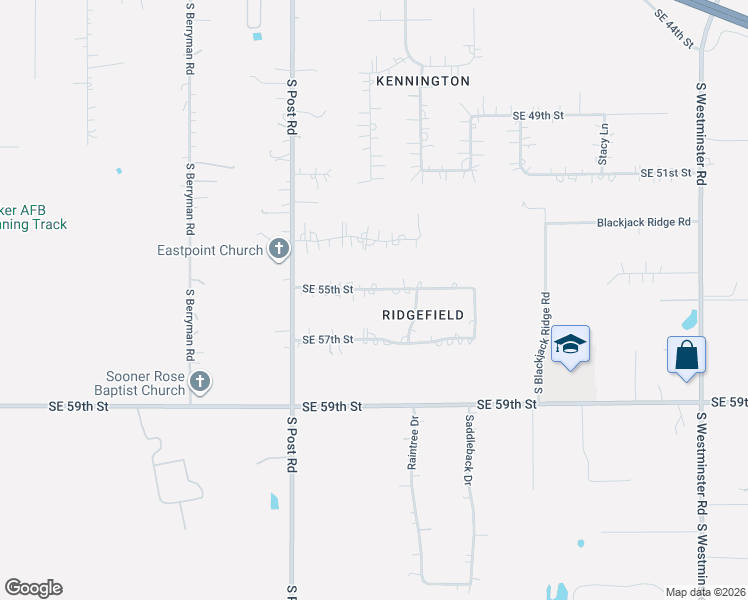 map of restaurants, bars, coffee shops, grocery stores, and more near 10141 Southeast 55th Street in Oklahoma City