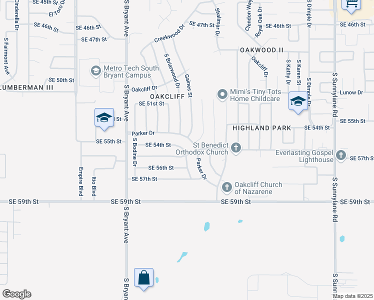 map of restaurants, bars, coffee shops, grocery stores, and more near 3321 Parker Drive in Oklahoma City