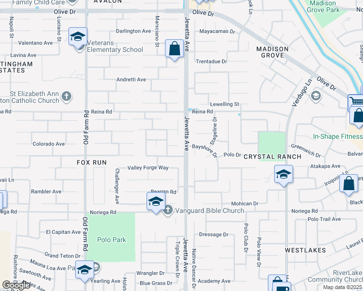 map of restaurants, bars, coffee shops, grocery stores, and more near 5500 Windward Bay Court in Bakersfield