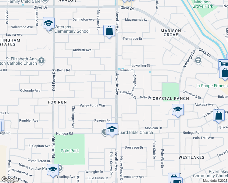 map of restaurants, bars, coffee shops, grocery stores, and more near 5500 Windward Bay Court in Bakersfield