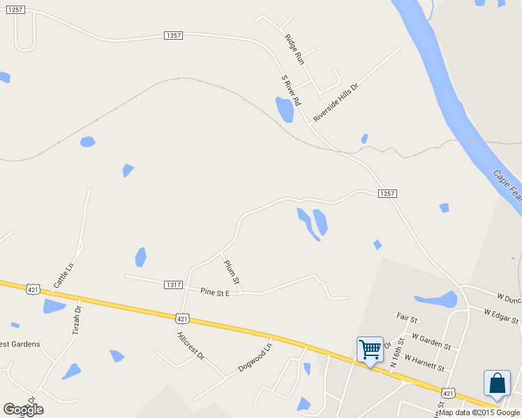 map of restaurants, bars, coffee shops, grocery stores, and more near Oak Street in Lillington