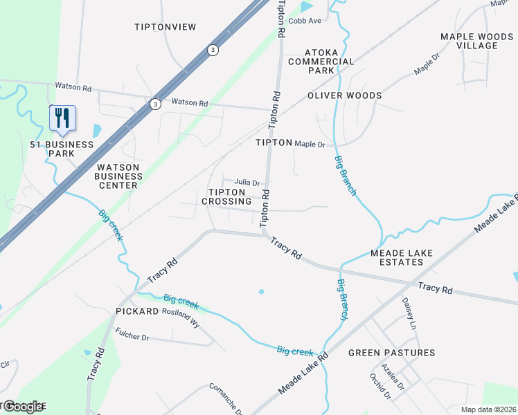 map of restaurants, bars, coffee shops, grocery stores, and more near 25 Melissa Avenue in Atoka