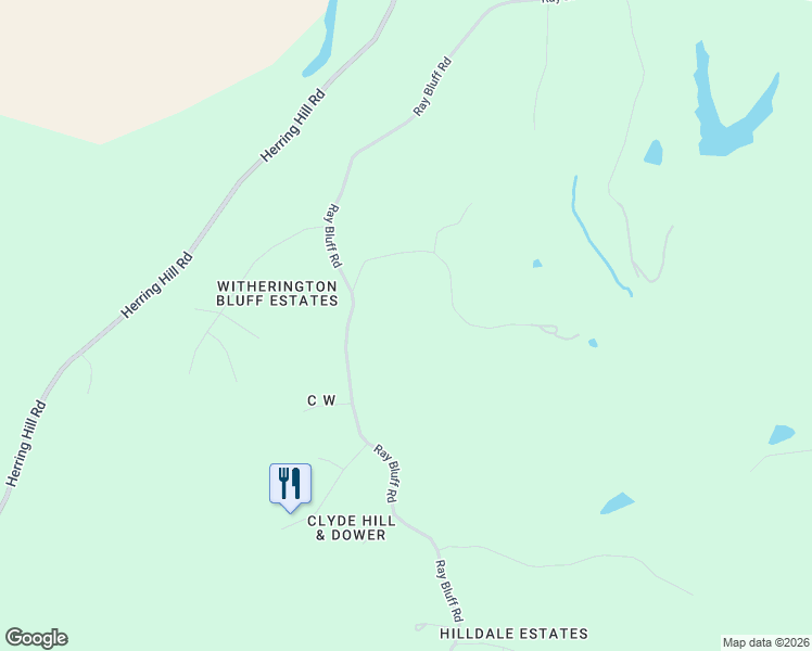 map of restaurants, bars, coffee shops, grocery stores, and more near 2416 Ray Bluff Road in Millington