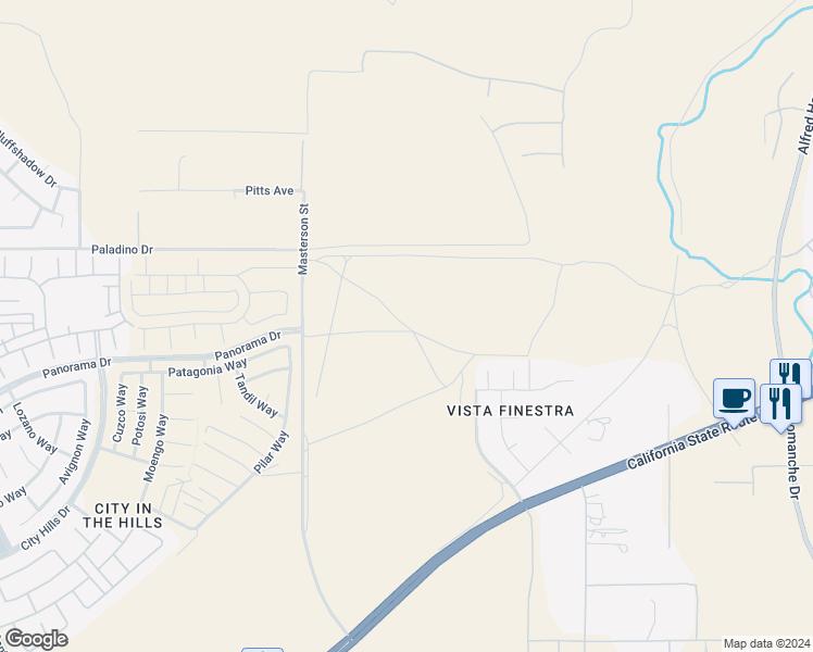 map of restaurants, bars, coffee shops, grocery stores, and more near in Bakersfield