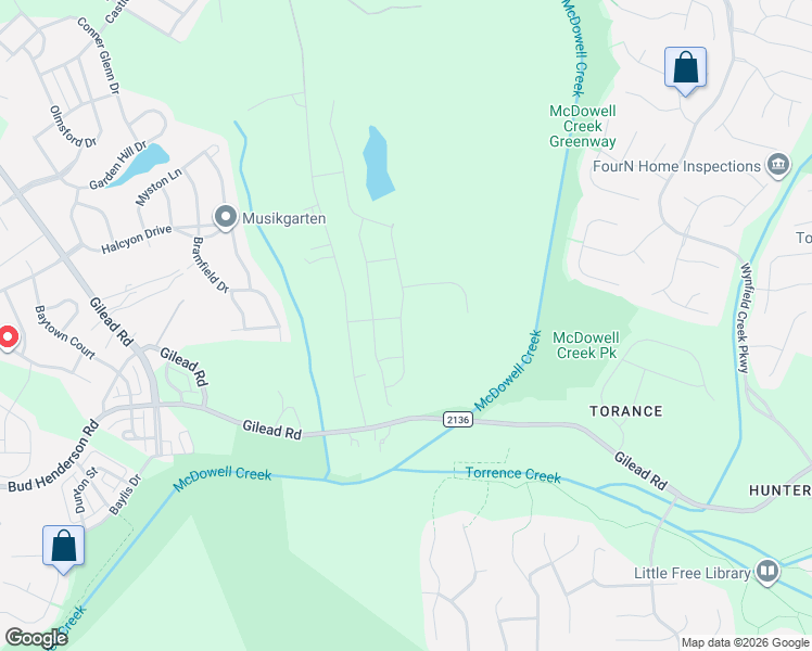 map of restaurants, bars, coffee shops, grocery stores, and more near 14110 Ervin Cook Road in Huntersville