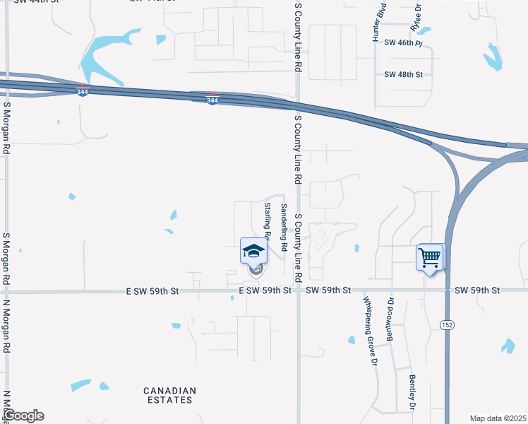 map of restaurants, bars, coffee shops, grocery stores, and more near 5613 Starling Road in Oklahoma City