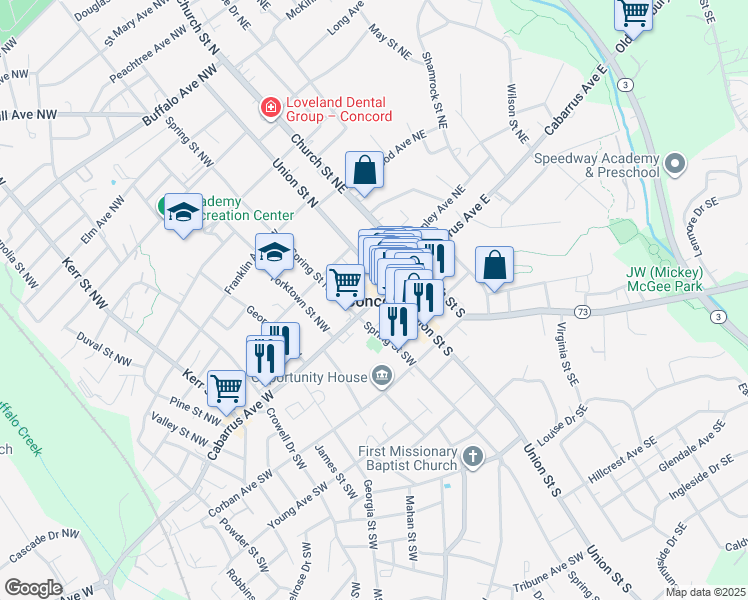 map of restaurants, bars, coffee shops, grocery stores, and more near in Concord