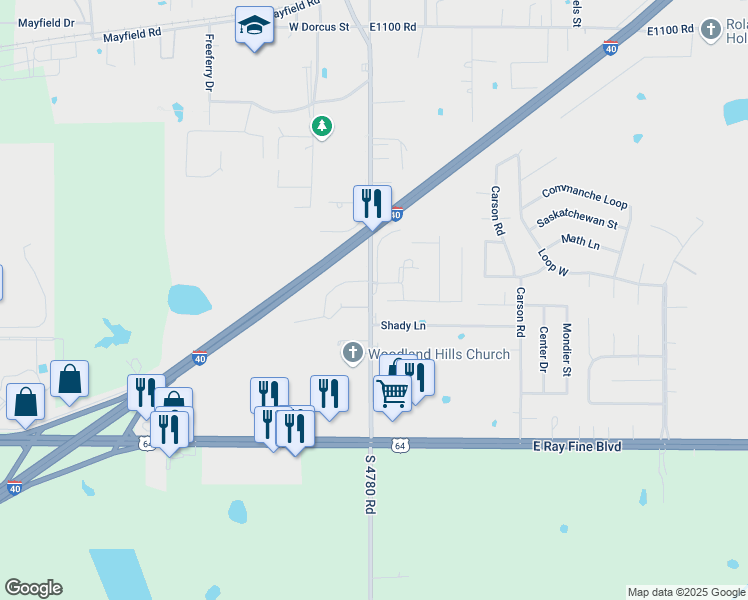 map of restaurants, bars, coffee shops, grocery stores, and more near 100 Roland Estate Lane in Roland