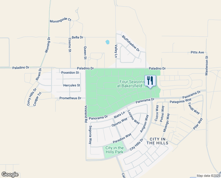 map of restaurants, bars, coffee shops, grocery stores, and more near 9903 Francois Lane in Bakersfield