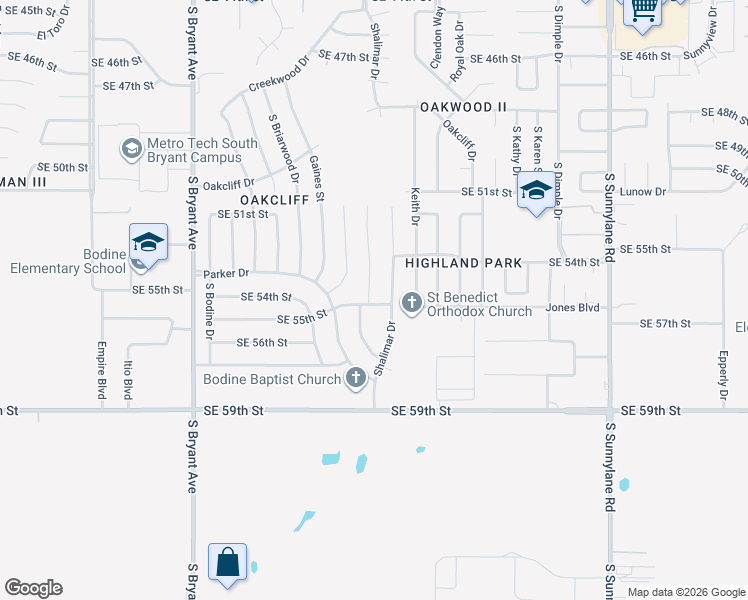 map of restaurants, bars, coffee shops, grocery stores, and more near 5513 Evanbrook Terrace in Oklahoma City