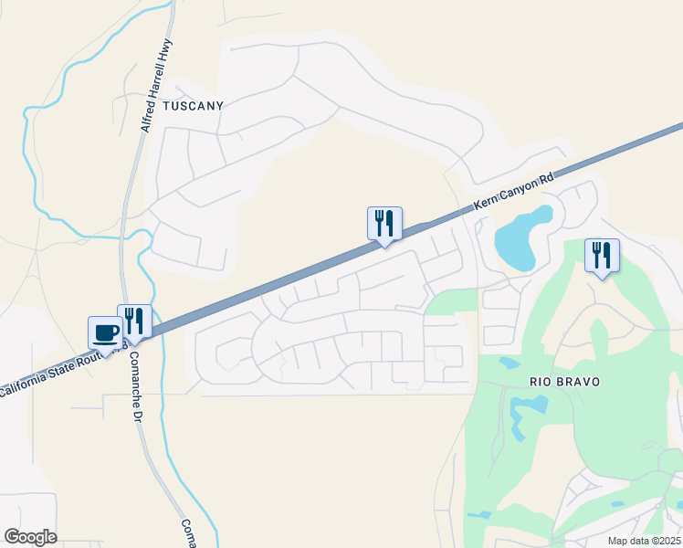 map of restaurants, bars, coffee shops, grocery stores, and more near 13916 Sandstone Peak Drive in Bakersfield