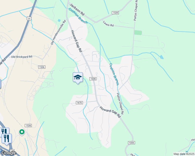 map of restaurants, bars, coffee shops, grocery stores, and more near 107 Little Fox in Fletcher