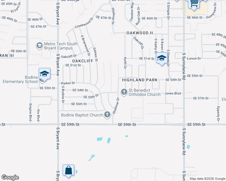 map of restaurants, bars, coffee shops, grocery stores, and more near 5513 Evanbrook Terrace in Oklahoma City