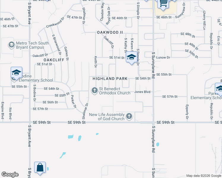 map of restaurants, bars, coffee shops, grocery stores, and more near 5524 Spitz Drive in Oklahoma City