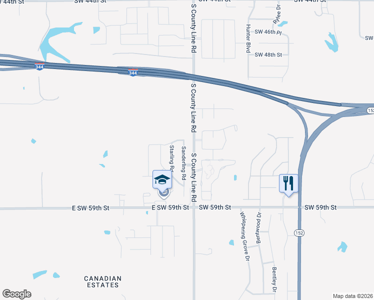 map of restaurants, bars, coffee shops, grocery stores, and more near 5612 Sanderling Road in Oklahoma City