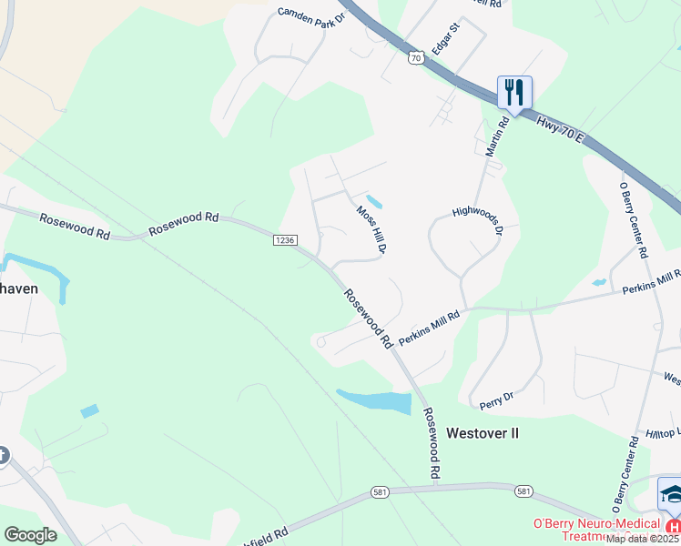 map of restaurants, bars, coffee shops, grocery stores, and more near 100 Moss Hill Drive in Goldsboro
