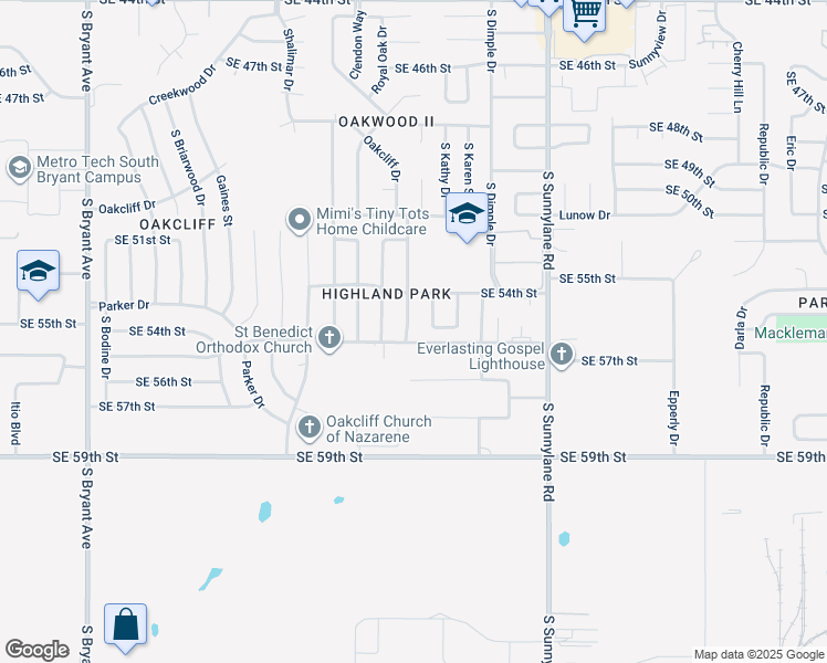 map of restaurants, bars, coffee shops, grocery stores, and more near 5528 South Huddleston Street in Oklahoma City