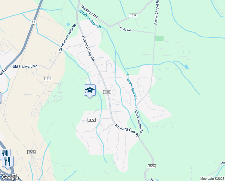map of restaurants, bars, coffee shops, grocery stores, and more near 107 Little Fox in Fletcher