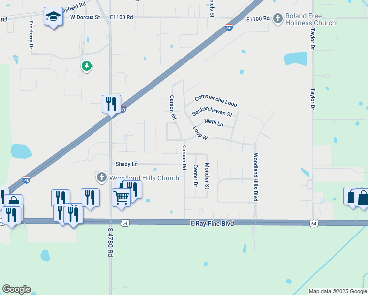 map of restaurants, bars, coffee shops, grocery stores, and more near 101 Adirondack Loop in Roland