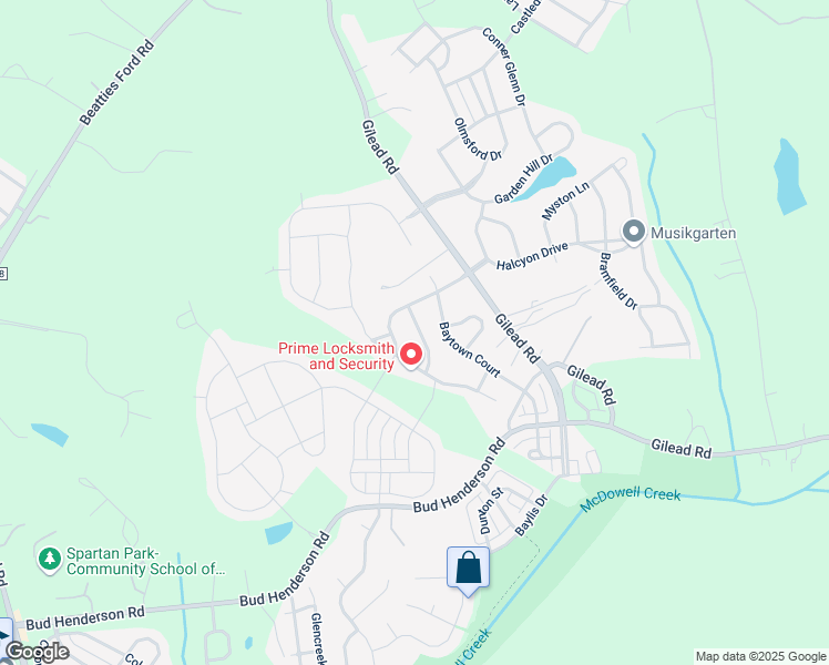 map of restaurants, bars, coffee shops, grocery stores, and more near 14005 Wyncrest Drive in Huntersville
