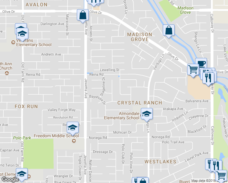 map of restaurants, bars, coffee shops, grocery stores, and more near 5604 Danbury Court in Bakersfield