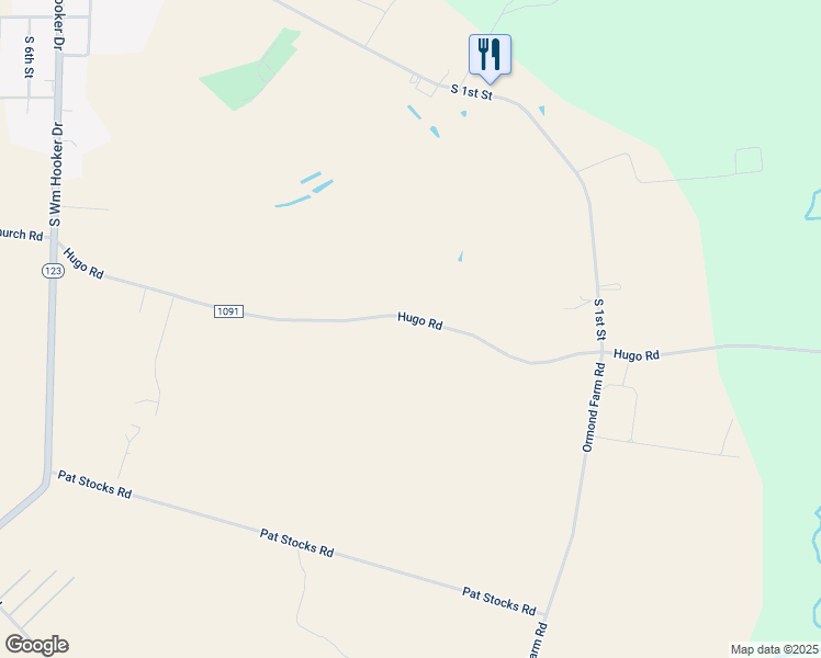 map of restaurants, bars, coffee shops, grocery stores, and more near 5828 Hugo Road in Hookerton