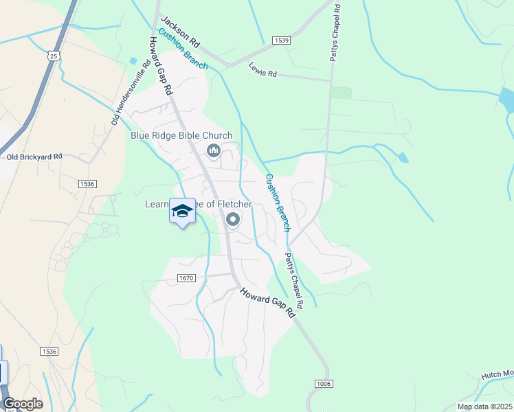 map of restaurants, bars, coffee shops, grocery stores, and more near 107 Little Fox in Fletcher