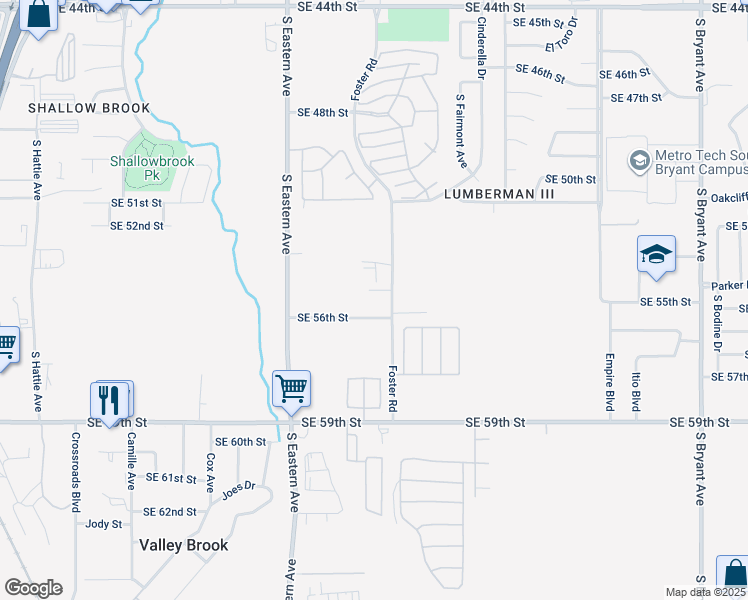 map of restaurants, bars, coffee shops, grocery stores, and more near 2206 Southeast 55th Street in Oklahoma City